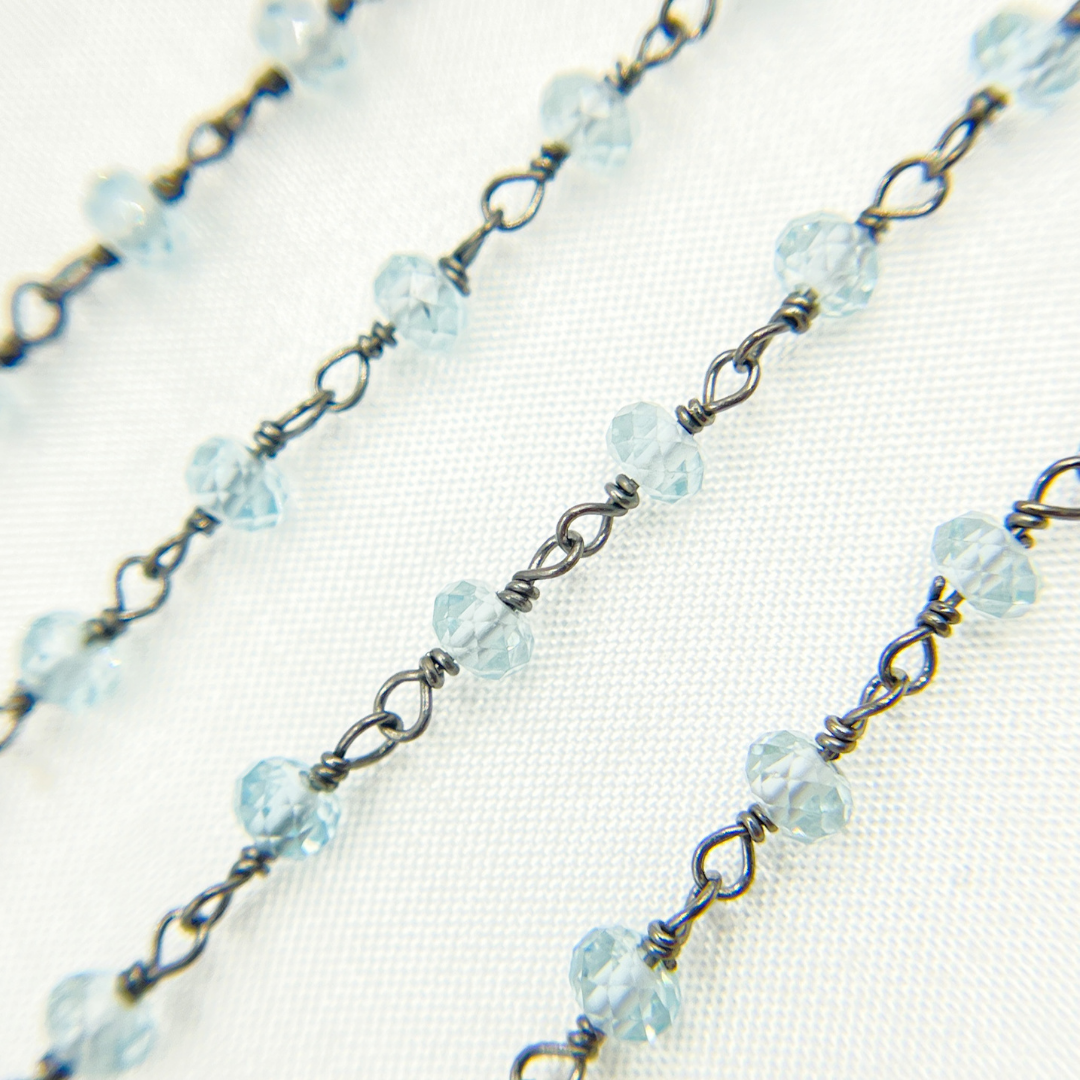 Sky Blue Topaz Oxidized Wire Chain. BT3