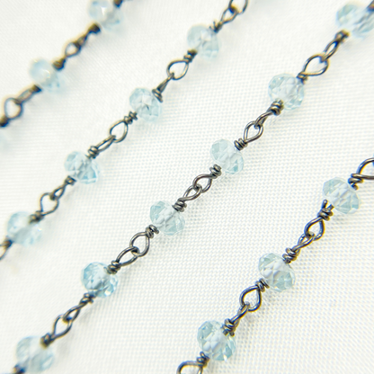 Sky Blue Topaz Oxidized Wire Chain. BT3