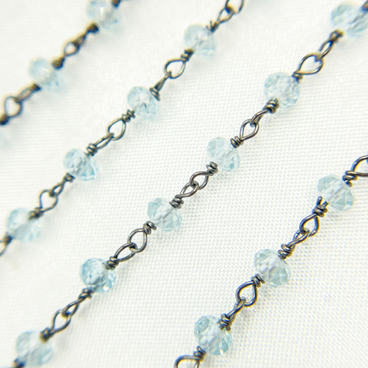 Sky Blue Topaz Oxidized Wire Chain. BT3