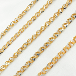 Load image into Gallery viewer, Two Tone Gold Plated and White 925 Sterling Silver Wheat Chain. X8GS
