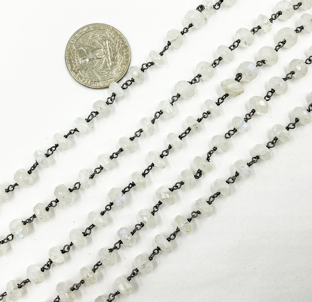 White Moonstone Oxidized Wire Chain. WMS24