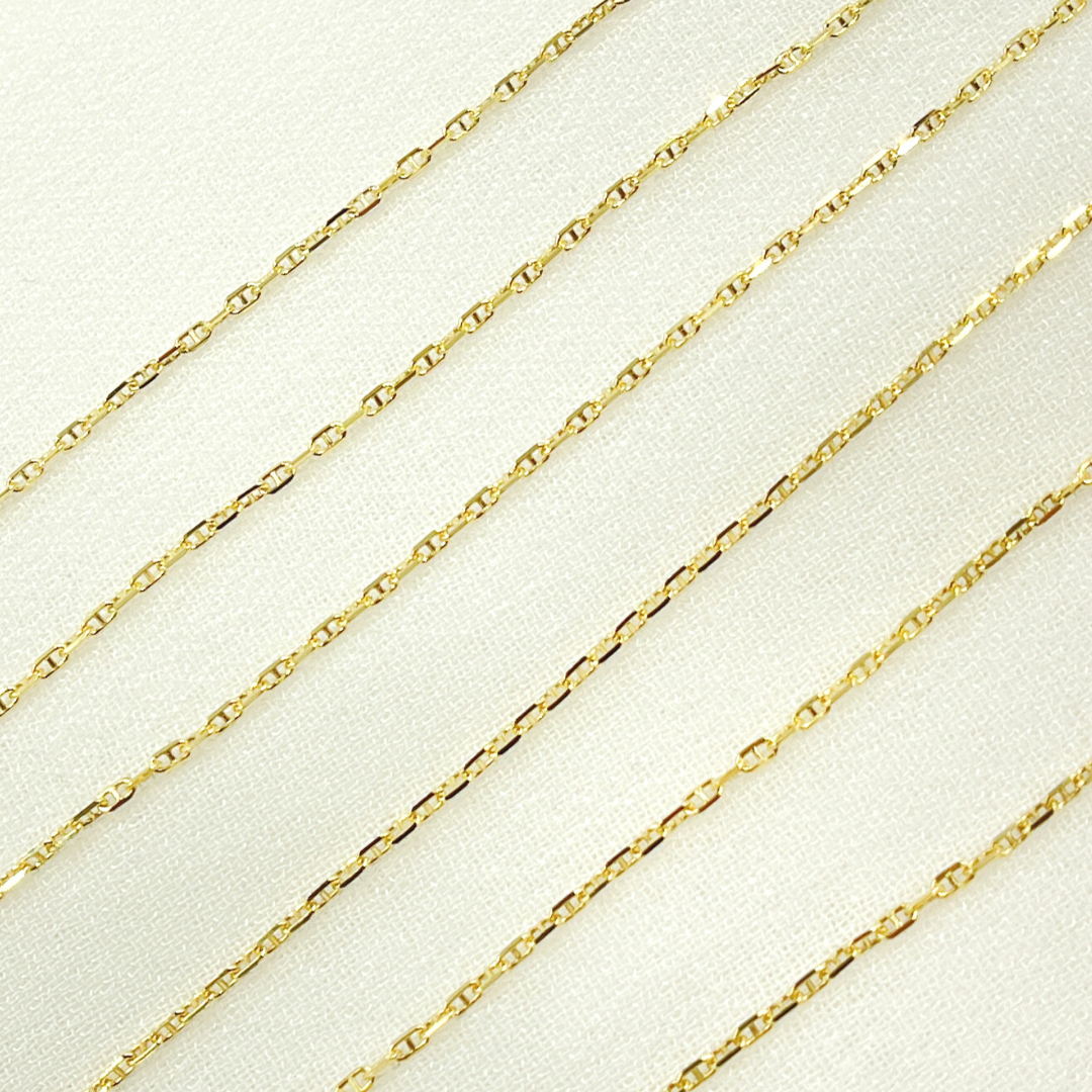 14K Solid Yellow Gold Flat Marina Link Chain by Foot. 030FLP1T5byFt