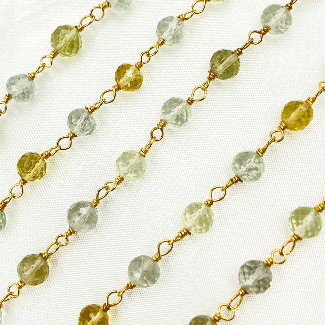 Multi Gemstone Gold Plated Wire Chain. MGS17