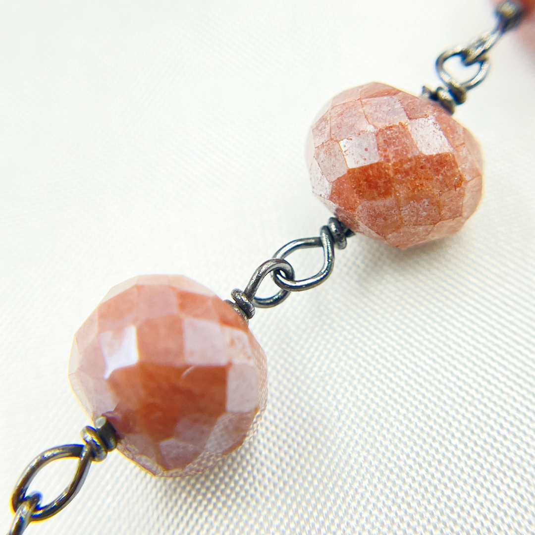 Coated Peach Quartz Oxidized Wire Chain. CQU38