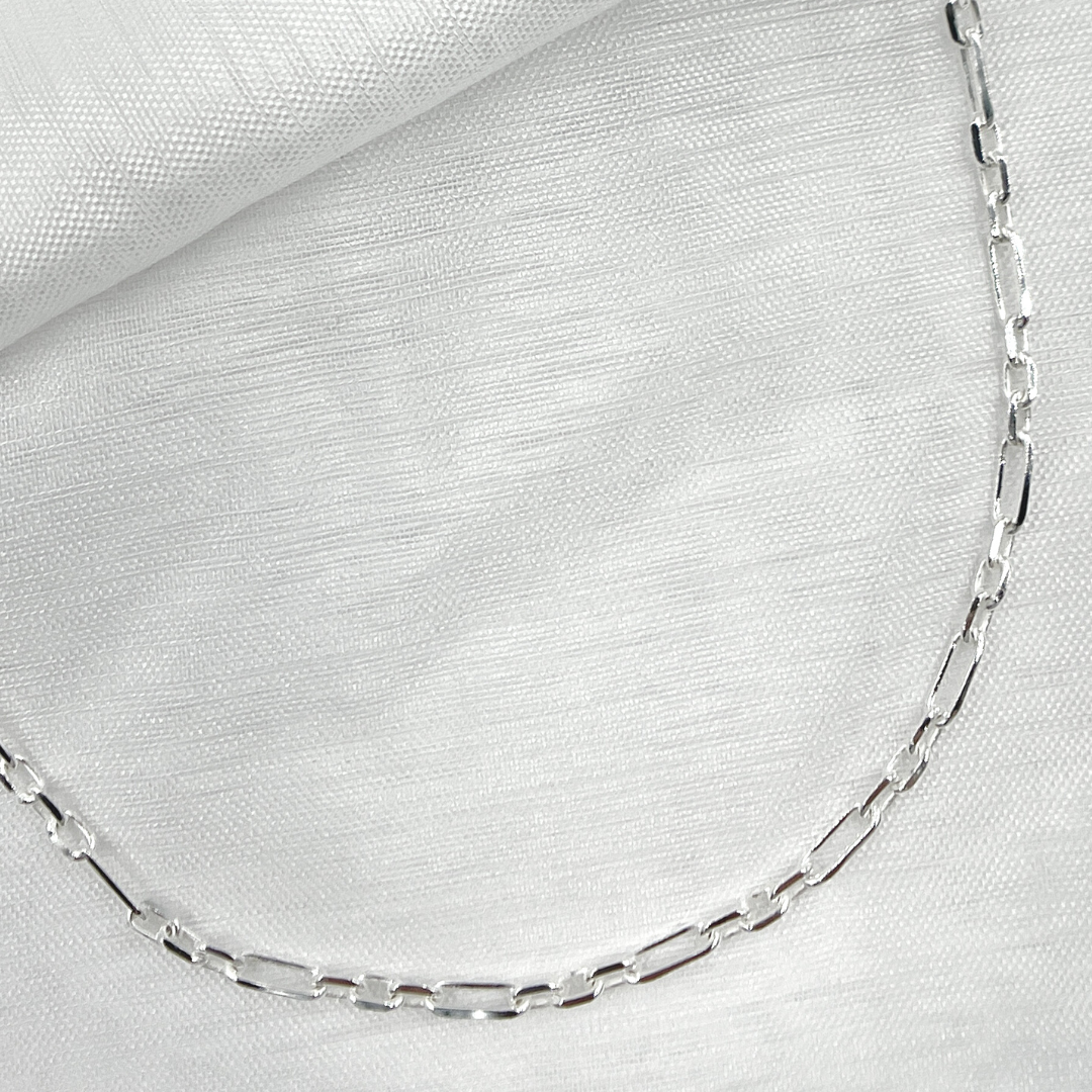 925 Sterling Silver Flat Short and Long Paperclip Necklace. Z47SSNecklace