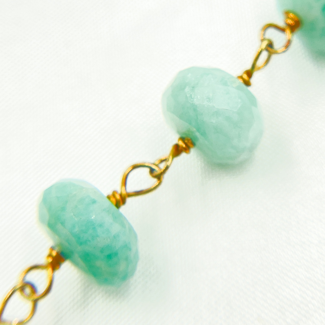 Amazonite Gold Plated Wire Chain. AMZ13