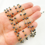 Load image into Gallery viewer, Coated Black Spinel Wire Chain. CBS14

