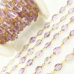 Load image into Gallery viewer, Pink Amethyst Oval Gold Plated Wire Chain. AME11
