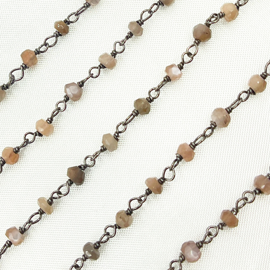 Chocolate Moonstone Oxidized Wire Chain. MS45