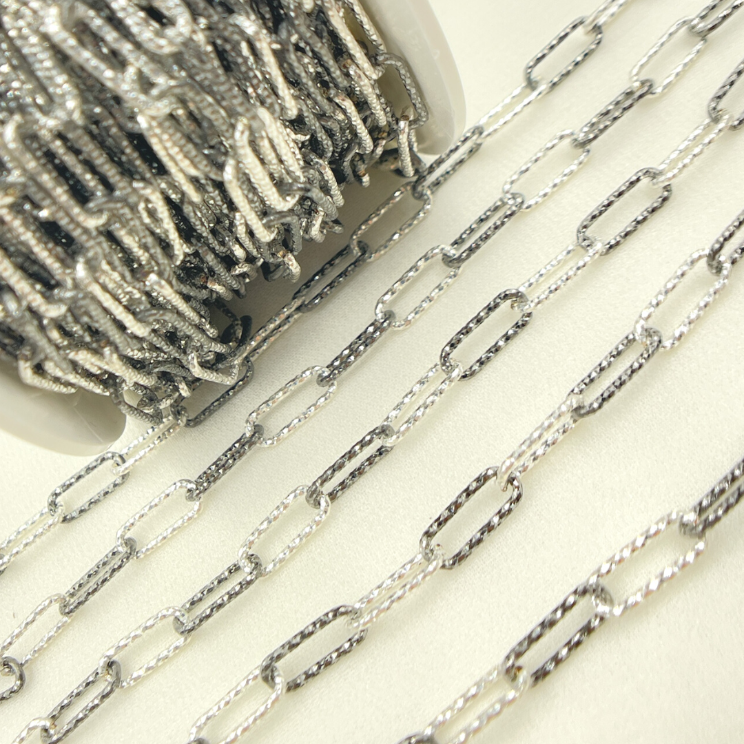 925 Sterling Silver Diamond Cut Paperclip Link Chain. V9SB