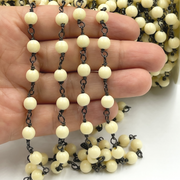 Resin Round Shape Oxidized 925 Sterling Silver Wire Chain.