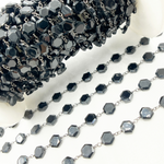 Load image into Gallery viewer, Black Spinel Hexagon Shape Oxidized Wire Chain. BSP22
