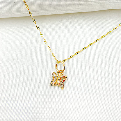14k Solid Gold Diamonds Butterfly Charm. GDP263