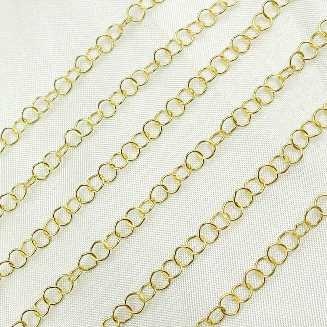 14k Solid Gold Smooth Round Link Chain. 040R17byFt