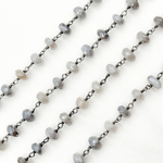 Load image into Gallery viewer, Coated Moonstone Oxidized Wire Chain. CMS44
