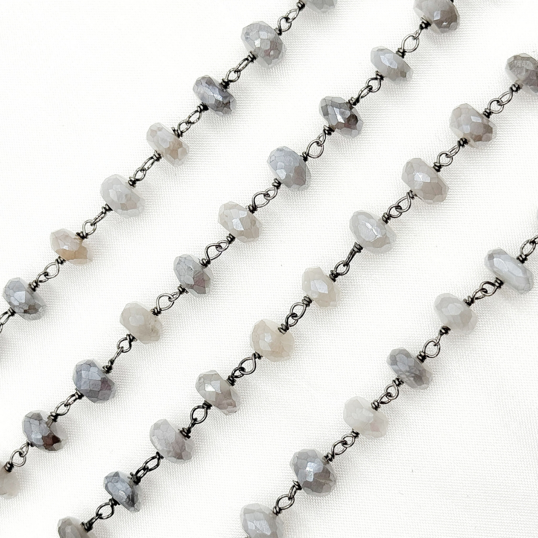 Coated Moonstone Oxidized Wire Chain. CMS44