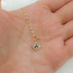 Load image into Gallery viewer, 14K Solid Gold Diamond Square Charm with Gemstones. GDP451
