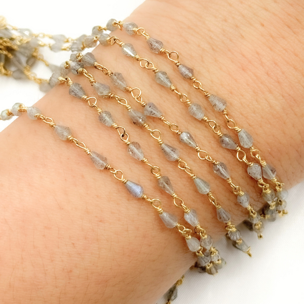 Labradorite Gold Plated Wire Chain
