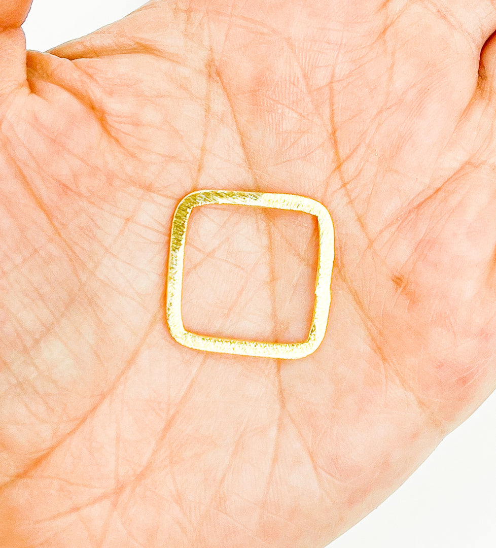 Gold Plated 925 Sterling Silver Square Shape 20x20mm. SS1