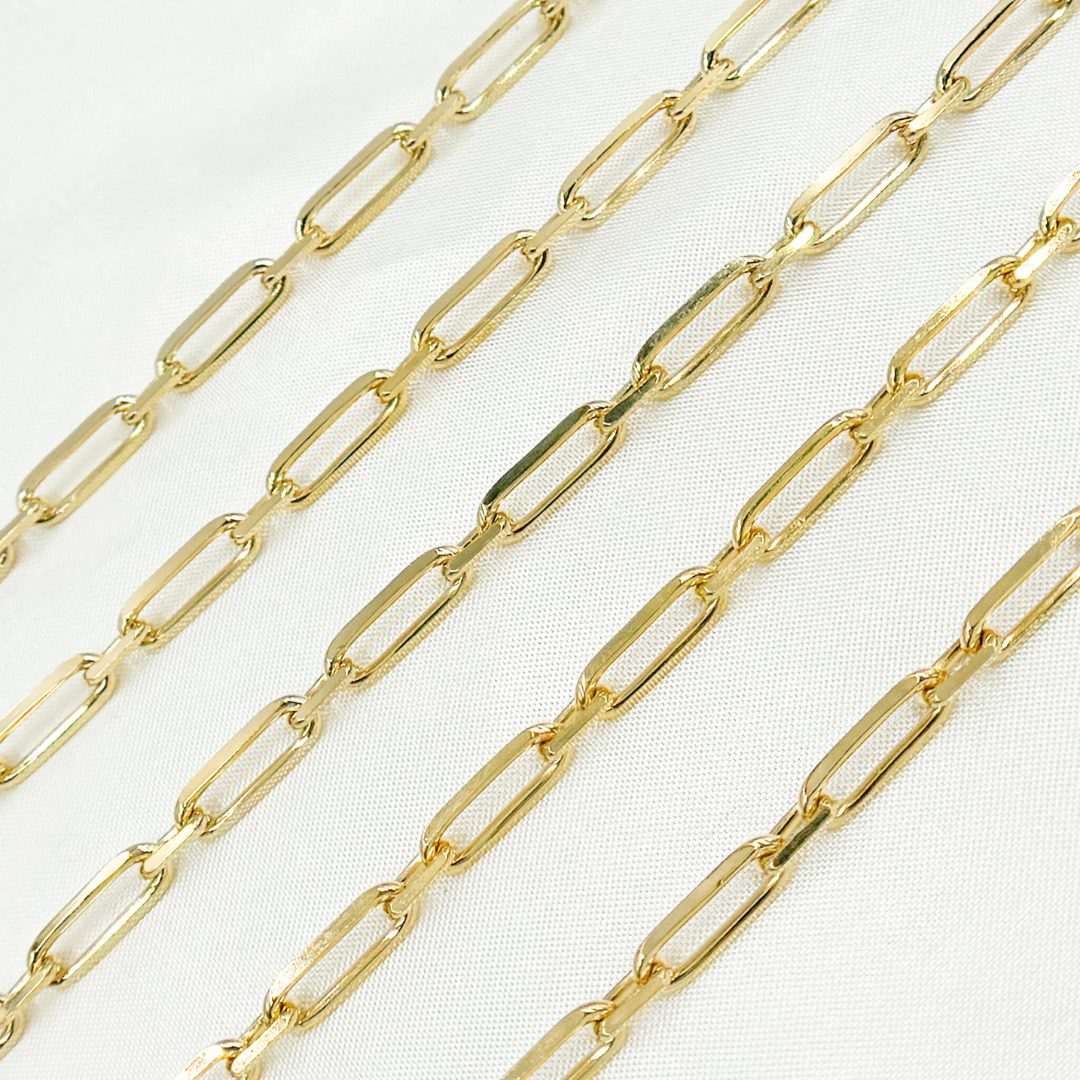 Gold Plated 925 Sterling Silver Diamond Cut Paperclip Link Chain. Z48GP