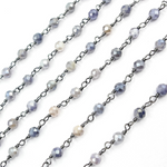 Load image into Gallery viewer, Coated Blue Moonstone Black Rhodium 925 Sterling Silver Wire Chain. CMS53
