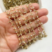 Multi Moonstone Cluster Dangle Gold Plated Wire Chain