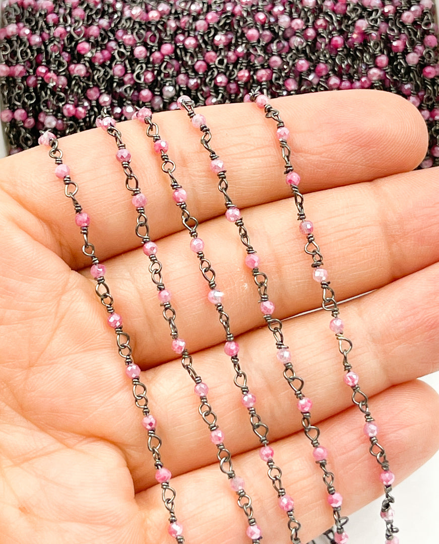 Coated Red Quartz Wire Wrap Chain. CQU19