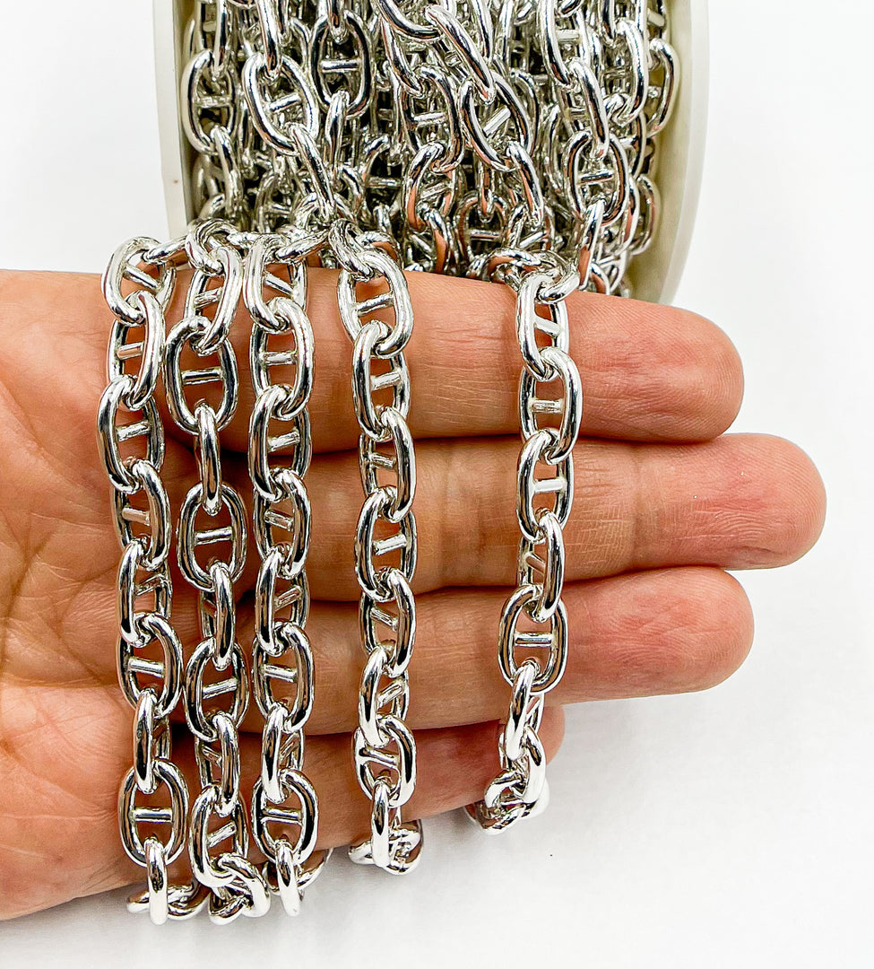 925 Sterling Silver Marina 11x7 mm Link Chain. V81SS