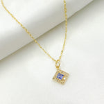 Load image into Gallery viewer, 14K Solid Gold Diamond Square Charm with Gemstones. GDP451
