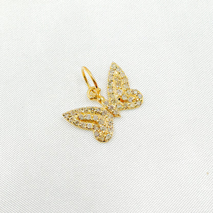 14k Solid Gold Diamonds Butterfly Charm. GDP614