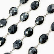 Black Spinel Organic Shape Bezel Chain