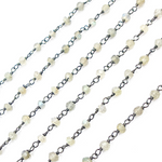 Load image into Gallery viewer, Coated Moonstone Black Rhodium 925 Sterling Silver Wire Chain. CMS52
