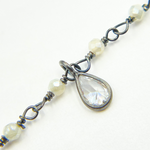 Load image into Gallery viewer, Coated Green Moonstone &amp; CZ Dangle Oxidized Wire Chain. CMS39
