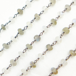 Load image into Gallery viewer, Labradorite &amp; White Rainbow Moonstone Oxidized Wire Chain. LMS4
