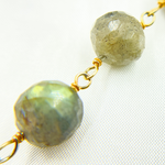 Load image into Gallery viewer, Labradorite Round Shape Gold Plated Wire Chain. LAB87
