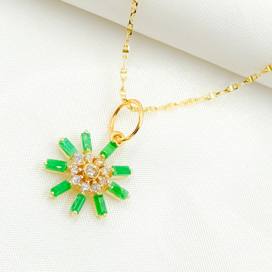 14K Solid Gold Diamond Sun Shape Charm. GDP634
