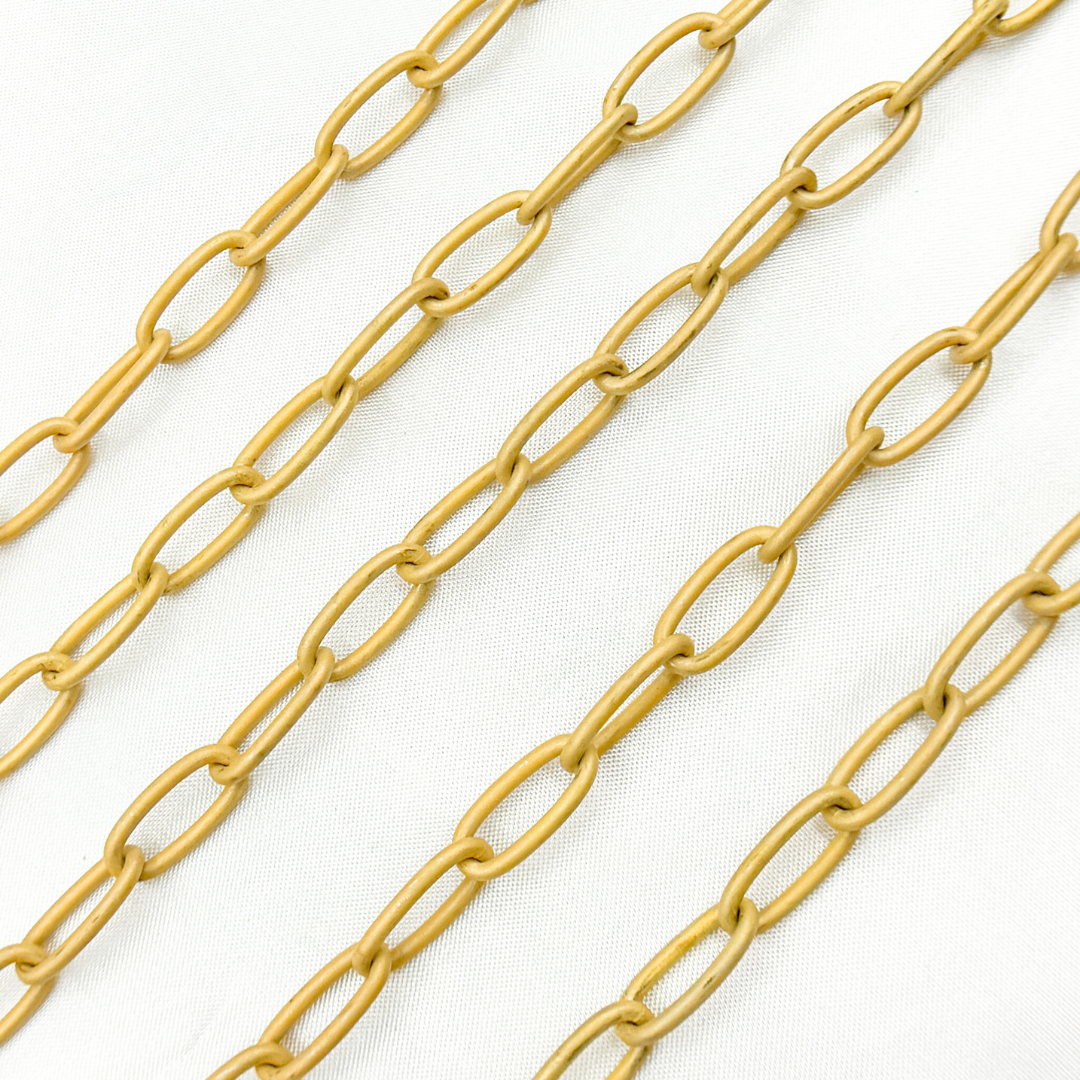 Gold Plated Matt 925 Sterling Silver Oval Link Chain. V14GPM