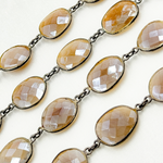 Load image into Gallery viewer, Multi Moonstone Oval Shape Bezel Oxidized Wire Chain. MMS2
