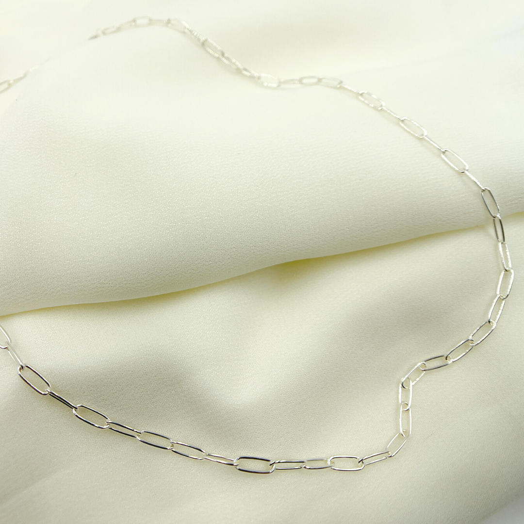 925 Sterling Silver Round Paperclip Necklace. 2903SSNecklace