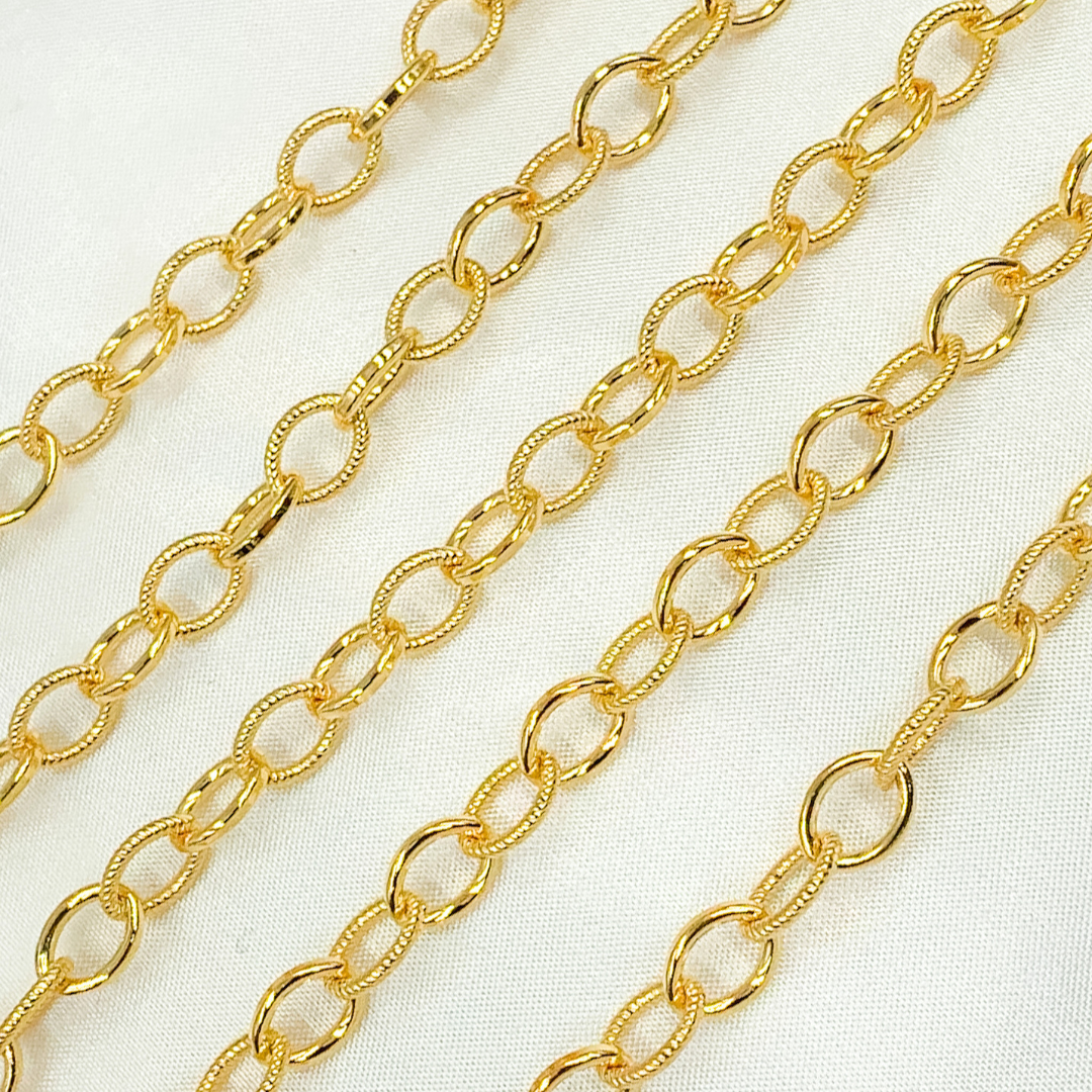 14k Gold Filled Cable Smooth and Hammered Links Chain. 589GF