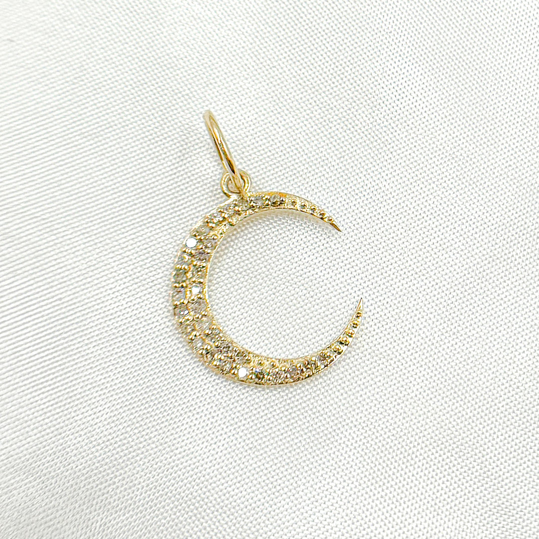 14k Solid Gold Diamond Moon Charm. GDP561