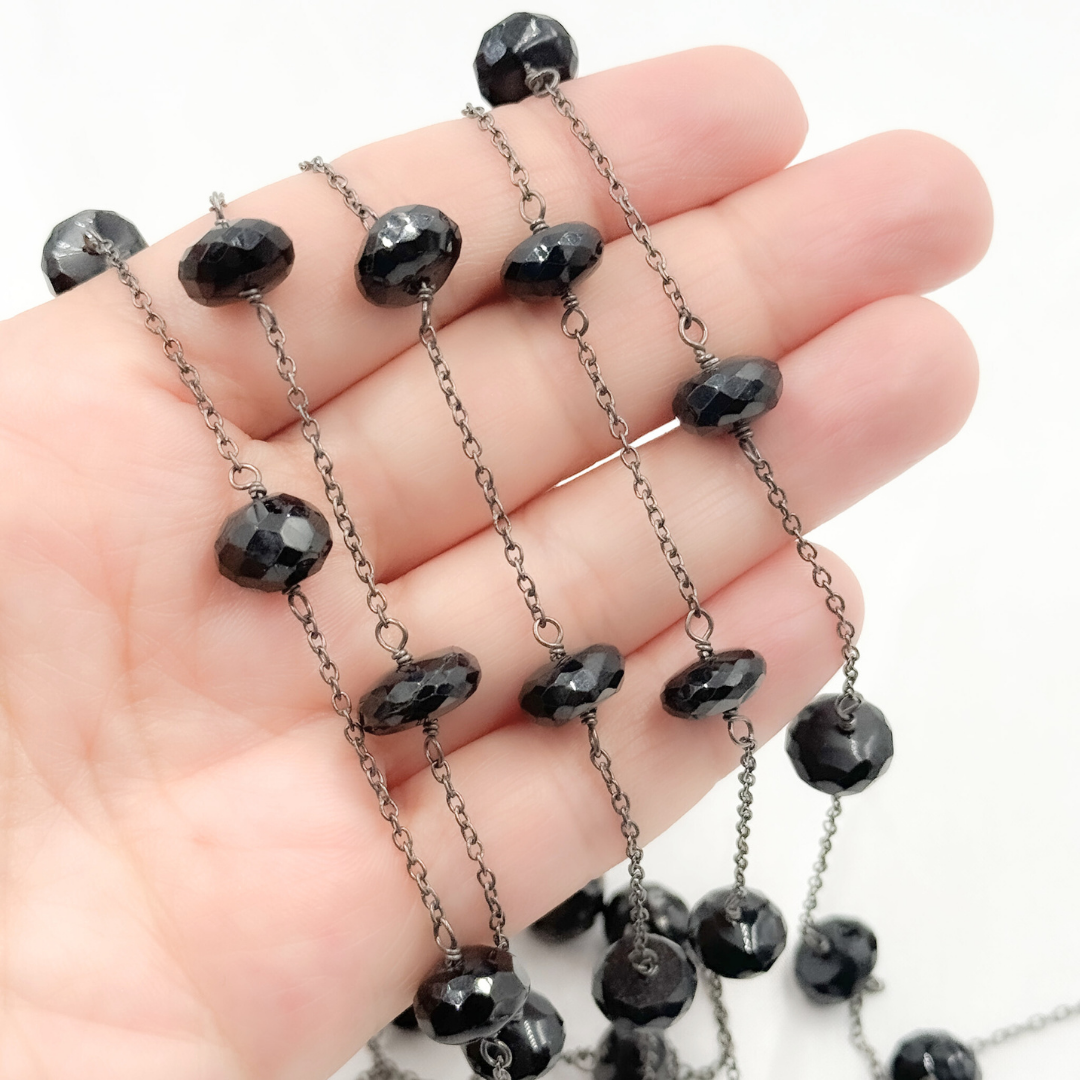 Black Spinel Oxidized Wire Chain. BSP25