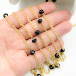 Load image into Gallery viewer, Black Spinel Double Gold Plated Connected Wire Chain. BSP33
