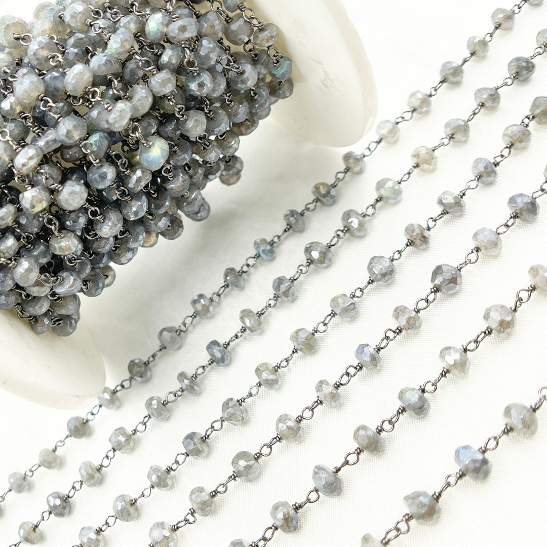 Coated Labradorite Oxidized Wire Chain. CLB53