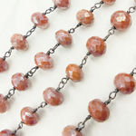 Load image into Gallery viewer, Coated Peach Quartz Oxidized Wire Chain. CQU38
