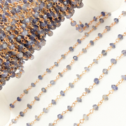 Iolite Oxidized 925 Sterling Silver Wire Chain