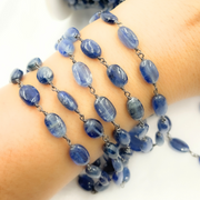 Kyanite Oval Oxidized 925 Sterling Silver Wire Chain.