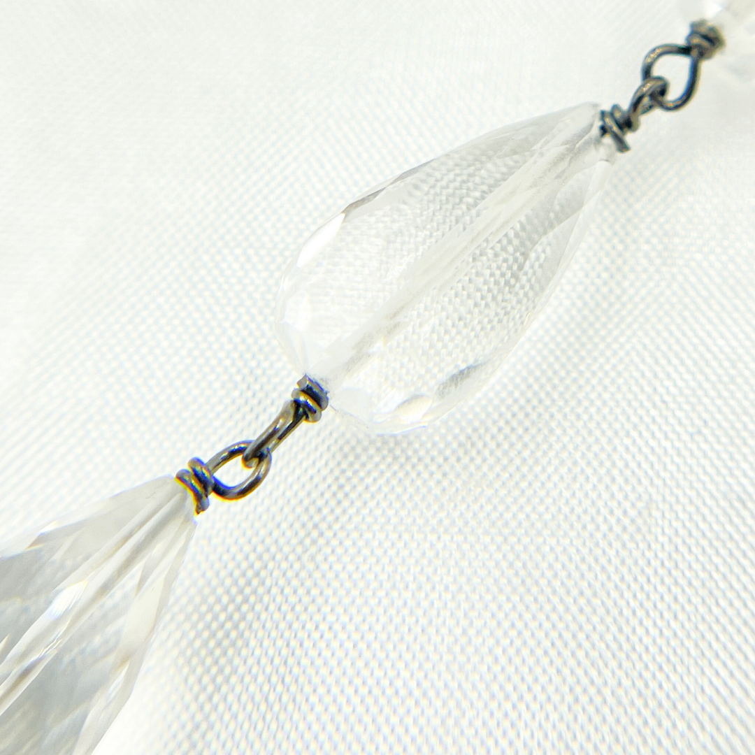 Crystal Tear Drop Shape Oxidized Wire Chain. CR26