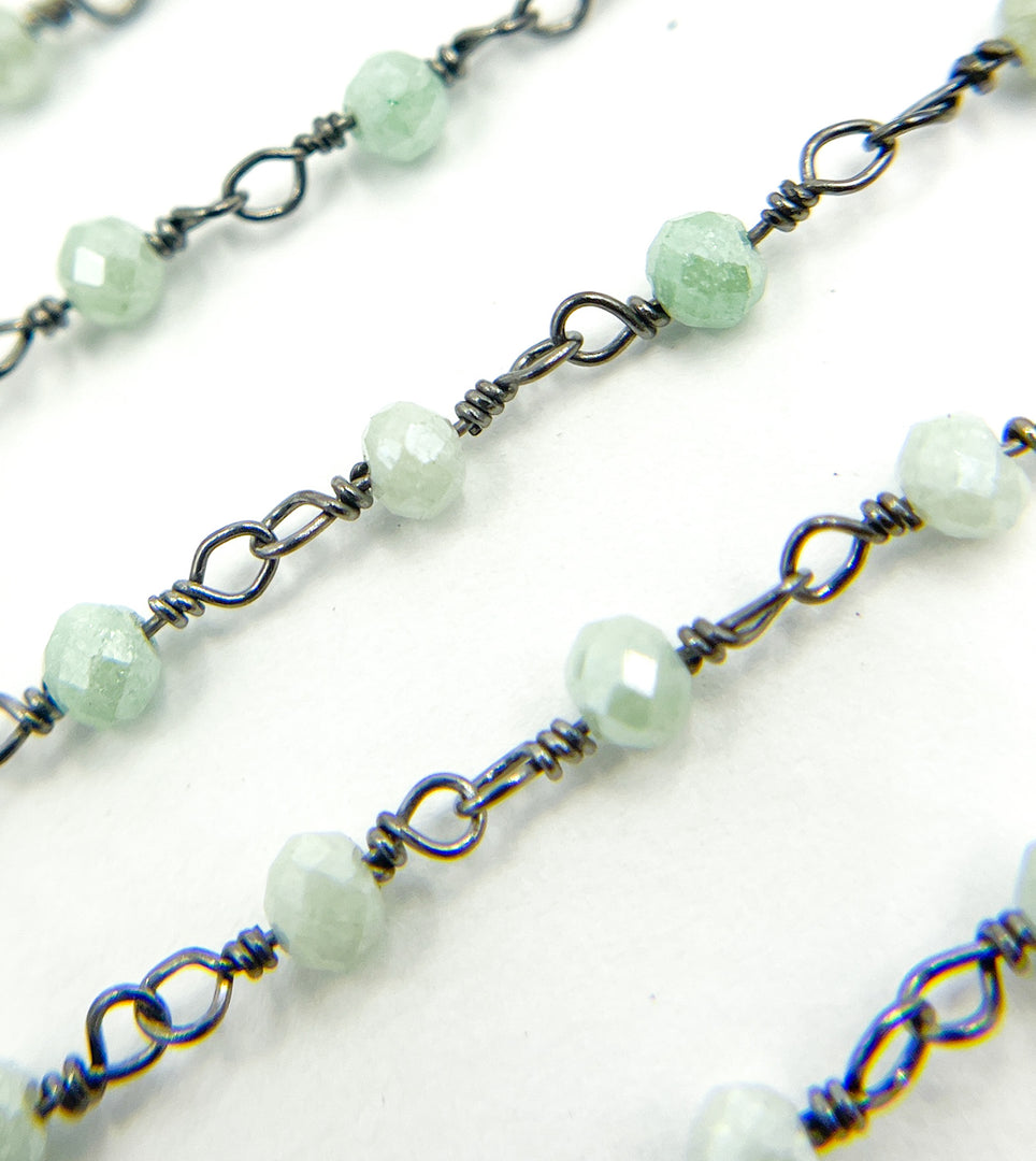 Aquamarine Coated Wire Wrap Chain. AQU14