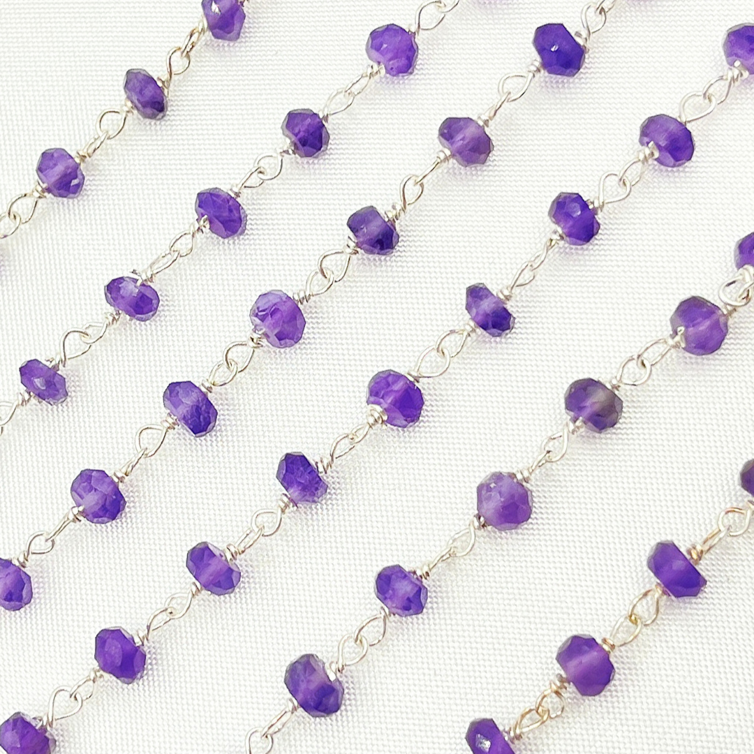 Amethyst 925 Sterling Silver Wire Chain. AME2